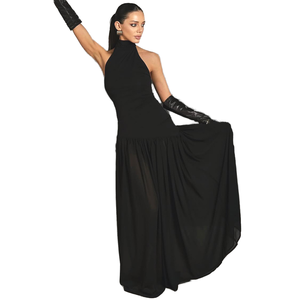 Vestido largo sexy y elegante para mujer, con cuello halter, sin espalda, tejido, ajustado, con diseño de empalmes, para primavera, informal, para fiestas de verano, para discoteca - Product Image 1