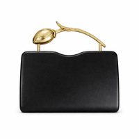 Nouvelle Pochette de Soirée de Luxe pour Femme avec Poignée Métallique en Forme de Bouton de Fleur, Sac de Mariage, Sac de Fête, Dernière Collection, en Cuir PU, Petite Pochette Rigide pour Dîner
