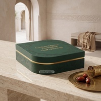 Boîte d'emballage personnalisée pour chocolats de Dubaï, estampillée or, biodégradable, en forme de feuille, boîte cadeau Ramadan avec insert en EVA