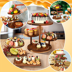 4 Pcs Tour à Cupcakes en bois Plateau de service à gâteaux Plateau de présentation de gâteaux de mariage Plateau de présentation de gâteaux - Product Image 5