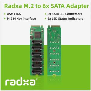 Tarjeta Adaptadora M.2 M Key a 6 Puertos SATA3.0, Tarjeta de Expansión con 6 Interfaces SATA para Radxa - Product Image 5