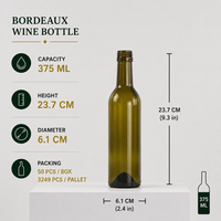 Bouteille de vin rouge de luxe vide, type Bordeaux/Bourgogne, 750 ml, avec bouchon à vis, personnalisable OEM/ODM avec logo