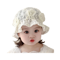 Topi ember bunga bordir renda putri musim panas bayi perempuan lucu baru pelindung sinar matahari untuk bayi dan balita