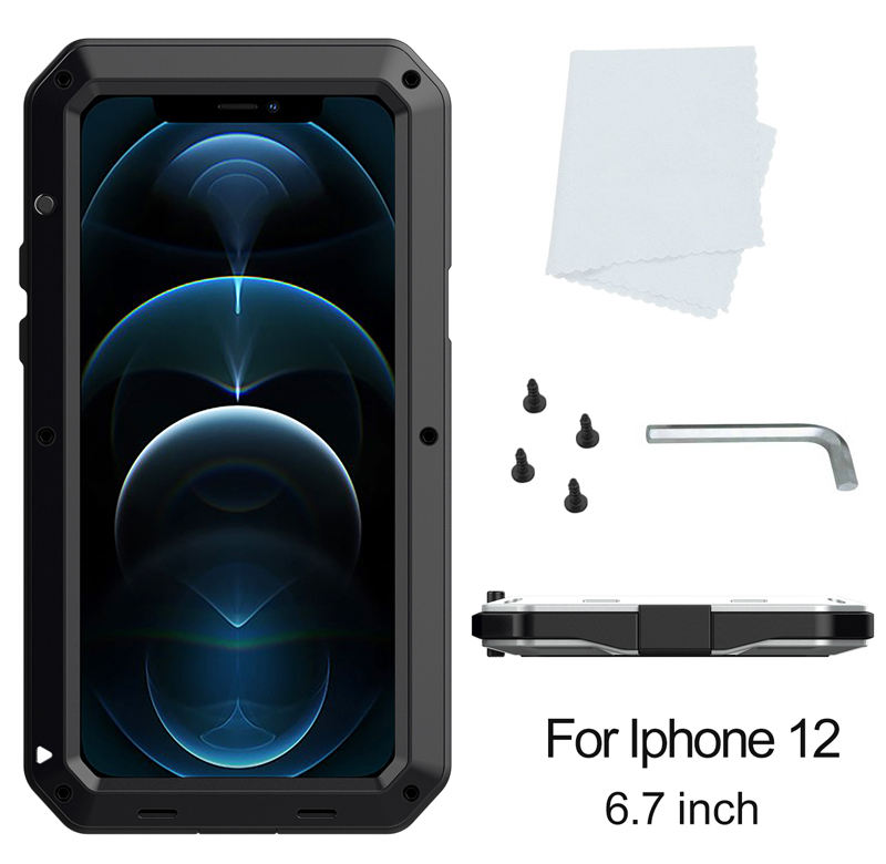 Metal Case Heavy Duty Iphone 12 Pro Case Kickstand Phone 360