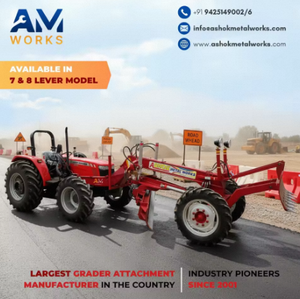 Niveleuse avec moteur, système entièrement hydraulique, double axe, construction en acier doux pour tracteur - Product Image 2