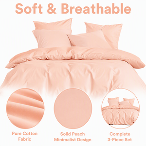 ชุดเครื่องนอนผ้าฝ้ายทอทันสมัยสีพีชและสีชมพูแซลมอน ยี่ห้อ Poland Stock Solid Peach & Blush Salmon  200TC  ผ้าห่มคลุมเตียง 3 ชิ้น สำหรับขายส่ง/ดรอปชิปปิ้งในยุโรป - Product Image 3