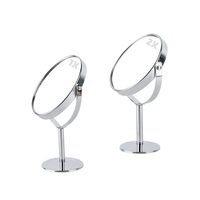 Miroir de maquillage portable double face en métal 1X 2X grossissant, miroir de table sur pied