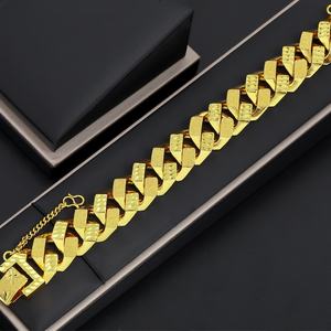 Jxx Men's Hip Hop 14K/24K Gold Plated Heavy Charm Bracelet Brass Cuban Link <b>Chain</b> for Parties Trendy Jewelry - Product Image 2