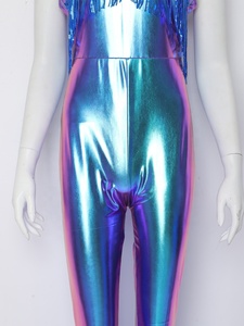 Combinaison Disco Femme Adulte, Style Années 70, à Franges, Col Halter, Effet Métallisé, Jambes Évasées, Tenue de Soirée Personnalisée - Product Image 4