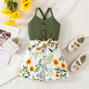 Conjunto Casual Romántico de Dos Piezas para Niñas de 2 a 6 Años, Top con Tirantes de Moda de Verano, Pantalones Cortos con Estampado Floral - Product Image 3