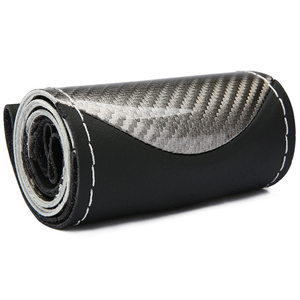 Cubierta de rueda de coche de fibra de carbono de cristal de lujo, cubierta de volante cosida a mano antideslizante, Protector de volante deportivo de coche de 38cm - Product Image 6