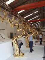 Nouvel Art moderne de grande décoration extérieure pour la maison Sculpture abstraite en acier inoxydable en métal artisanal