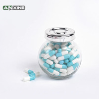 Capsules vides en gélatine enterique personnalisables avec logo, taille 00, résistantes aux acides, à dissolution intestinale, végétaliennes, blanches et bleues