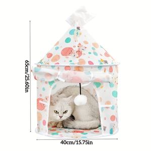 Tente pour chat de conception cartoon, durable, respirante, pour l'intérieur et l'extérieur, tente pliable portable pour chats et petits chiens - Product Image 5