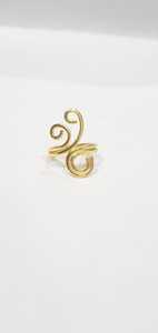 Gold Double Swirl <b>Ring</b> - Elegant Scroll Statement <b>Ring</b> - <b>Adjustable</b> Boho - Product Image 6