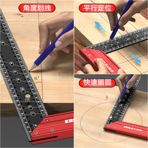 Kasla Aluminum Alloy Square 45/90 Degree Multi Function <b>Leveling</b> Ruler For Woodworking - Product Image 2