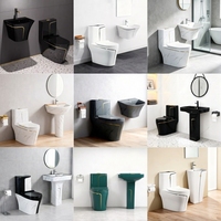 WC monobloc de luxe en céramique, cuvette de toilettes en porcelaine dorée et noire pour salle de bain d'hôtel
