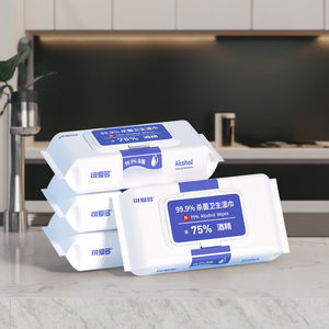 Lingettes humides antibactériennes non parfumées extra douces à 75 % d'alcool, fabriquées sur mesure par une usine OEM, 80 pièces par paquet, pour adultes, nettoyage ménager - Product Image 5
