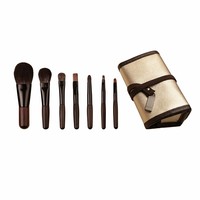 Ensemble de pinceaux de maquillage JLY Mini en bois de santal, 7 pièces, poils d'animaux, kit de pinceaux de voyage portable, OEM