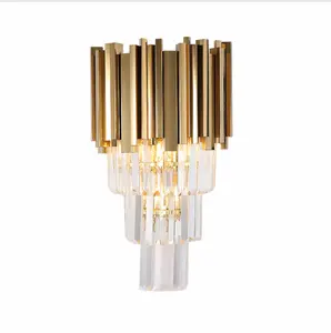 metal Modern design golden silver color crystal LED wall lamp for hotel /bedroom/living room