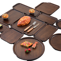 Assiette en bambou poli noir, écologique, pour les fêtes, plateau à thé et à café, service