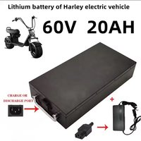 Batterie amovible haute capacité 16s8p 60v 20ah 18650 pour moto électrique avec chargeur