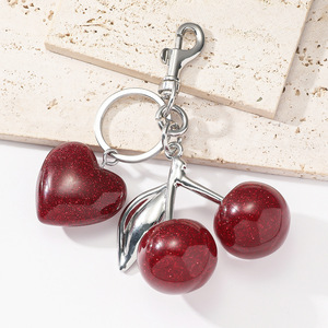 2026 Hot Selling Cute Exquisite Style Love Heart Cherry Pendant Keychain Fashion Charm Accessories Girl Gift Jewelry Wholesale - Product Image 3