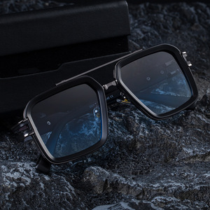 Lunettes de soleil carrées Tom Davies pour hommes, en plastique noir et métal, protection UV400, pare-soleil extérieur, lentille de classe 2 - Product Image 3