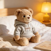 Boneka Beruang Teddy Hoodie Bordir Custom - Boneka Hewan Lucu dan Lembut dengan Hoodie yang Dapat Dipersonalisasi, Hadiah Sempurna untuk Anak-anak dan Dewasa