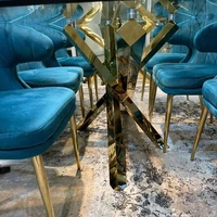 Table de salle à manger de luxe, forme rectangle, en verre et acier inoxydable, table moderne, haute qualité, livraison gratuite