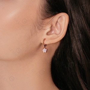 Gioiello di moda Gemnel CZ hoop ciondolo giocoso ciondoli in <span class=keywords><strong>madreperla</strong></span> 925 <span class=keywords><strong>orecchini</strong></span> a fiori in oro argento - Product Image 4