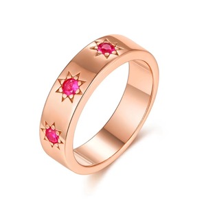 Ensemble de bijoux Zanlong en corindon rouge synthétique plaqué or rose, argent sterling S925, bague, collier et boucles d'oreilles en corindon rouge - Product Image 4