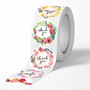 Wholesale Floral Thank You Stickers Flower Bouquets Self-Adhesive Labels For Gift Wraps Tags