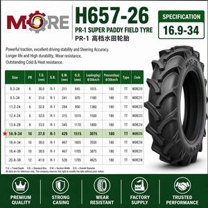 ยางรถไถนา Rockbuster H657-26 PR-1 Super Paddy Field ขนาด 16.9-34 TT W15L พร้อมวงล้อ ยางในใหม่ - Product Image 4