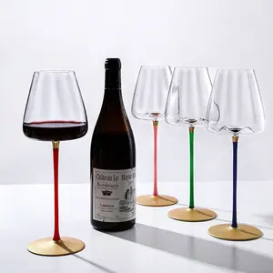 Handmade Custom Logo Crystal Red Wine & Champagne Glasses Set Luxury Colored for Water Beer & Gift Use Lead-Free