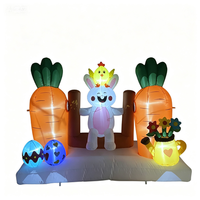 Décoration de jardin gonflable lumineuse de 8 pieds, marque Norco, motif lapin de dessin animé sur balançoire, avec carottes, œufs et lumières LED, pour fêtes en extérieur/intérieur