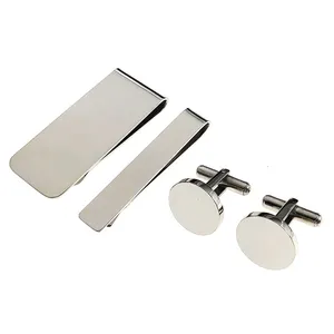 Kaidvll Stainless Steel Engraved Initial Cufflinks and Tie Clip Bar Set Alphabet Letter with Gift Box A-Z