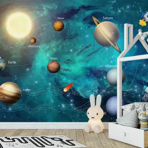 Papier peint 3d galaxie, tapisserie décorative sur mesure pour chambre d'enfant