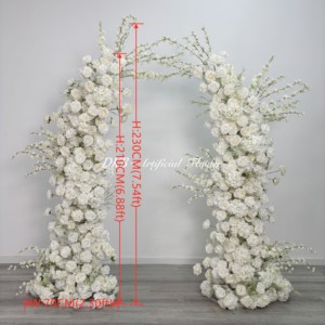 Arco de Flores Artificiales de Seda Blanca Personalizado DKB para Decoración de Entrada de Bodas con 6-7 pies de Altura - Product Image 2