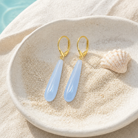 Pierre en verre multicolore longue et fine de 25x6mm pour boucles d'oreilles tendance