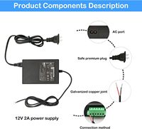 Adaptor Daya Industri Catu Daya AC/DC 24W 100-240V Input AC 12V/2A Output DC Kabel Panjang 8 Kaki Terminal Steker Dapat Ditarik