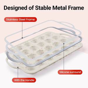 MUYULINS Factory 24-cup LFGB non-stick BPA Free metal reinforced frame mini <b>silicone</b> cupcake pan American cake tin <b>baking</b> mold - Product Image 2