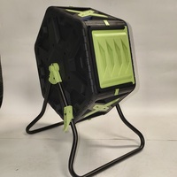 Poubelle à roulettes pour extérieur 65L avec support en acier, 360° °   Composteur rotatif d'extérieur pour les déchets de jardin et de cuisine