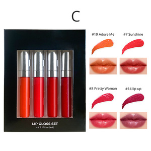 Ensemble de gloss à lèvres minéral teinté naturel végétalien à marque privée, effet magique longue durée, brillant, 4 pièces/ensemble, soin hydratant pour les lèvres - Product Image 4