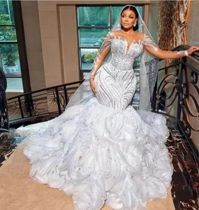 strapless white mermaid dress Strapless Crepe Mermaid Wedding Dress with Pearl-Embellished Cape