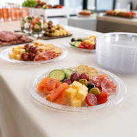 Assiette ronde jetable transparente en PET de 6/9 pouces, plateau en plastique transparent pour gâteaux et salades, idéal pour les mariages, les banquets et les événements traiteur