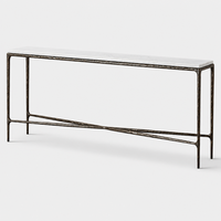 Table console élégante haut de gamme en marbre, avec base en laiton massif ou en acier inoxydable massif forgé à la main, pour villa et mobilier de maison