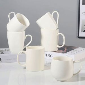 Design Wholesale Simple <b>Large</b>-capacity White Porcelain Mugs and Solid-color Ceramic <b>Cups</b> - Product Image 4