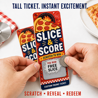 Boletos de Rascar Premium Serializados para Pizza, Cupones Personalizados de Premios Instantáneos para Regalos de Restaurantes y Promociones de Fidelización