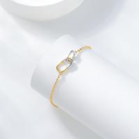 Bracelet ajustable bicolore en argent sterling plaqué or rhodié 18 carats sans nickel Silver City, tendance pour femme/unisexe, idéal pour les soirées